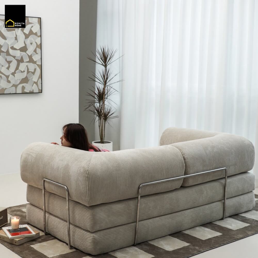 โซฟา RENITA HOME รุ่น LEKO 200x100cm. ผ้าลูกฟูกลอนใหญ่ สีน้ำตาล (608-15)_7